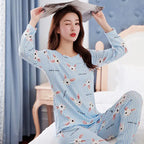 Women's Long-Sleeved Pajama Set in Cute Design